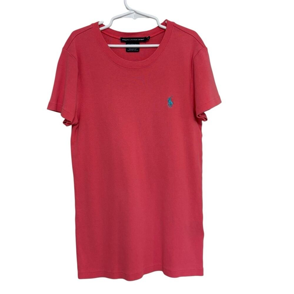 Y2K Ralph Lauren Sport Fitted Cotton Baby Tee in Pink Preppy Old Money - Size S